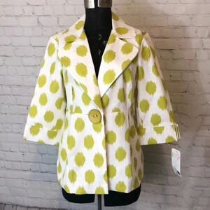G14 NWT 3 SISTERS BLAZER JACKET 1 BUTTON LIME CIRCLES/WHITE SZ S